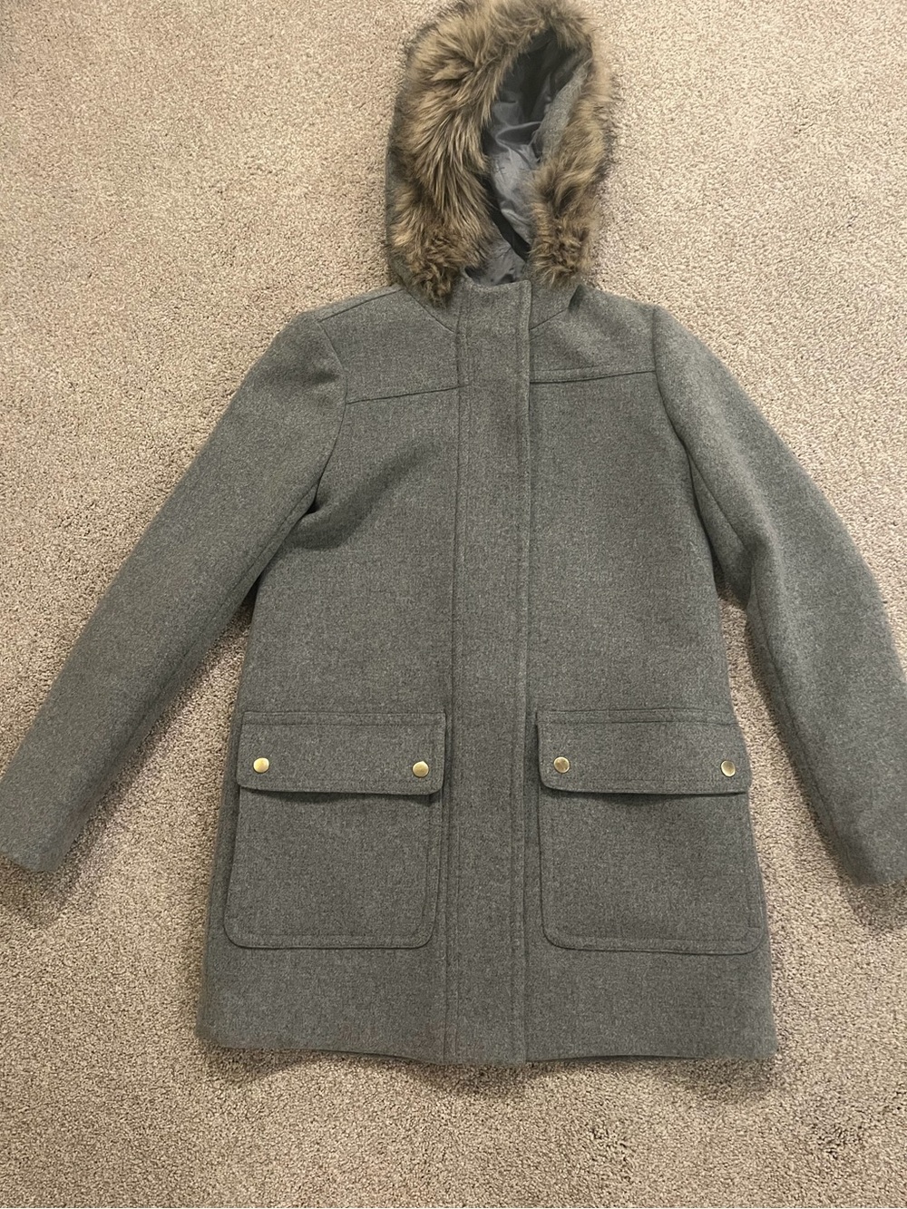 J. Crew Gray Wool-Blend Trench Peacoat